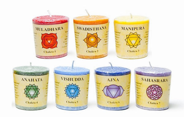 7 Chakra Candle Set infused with essential oils.